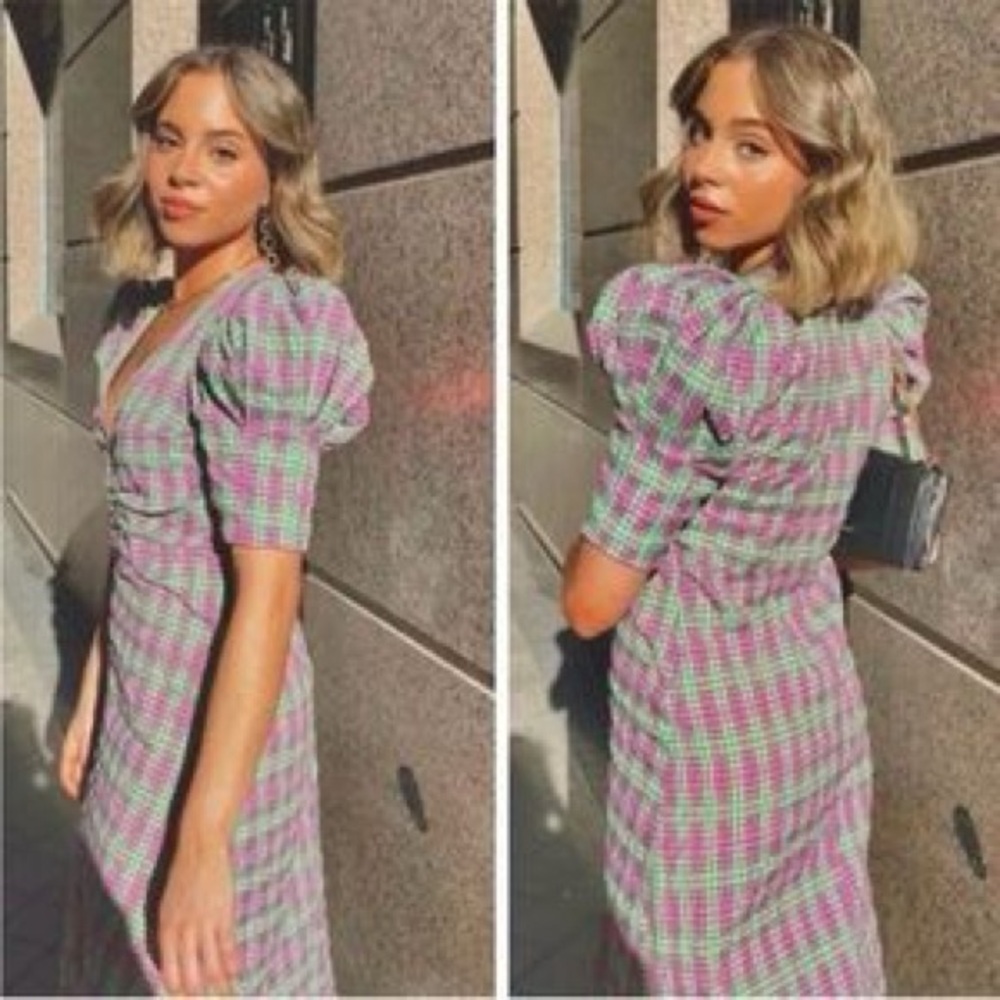 ZARA seersucker midi dress size Large - Picture 3 of 10